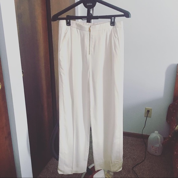 Celine Pants - Céline White Wide-Legged Dress Pants